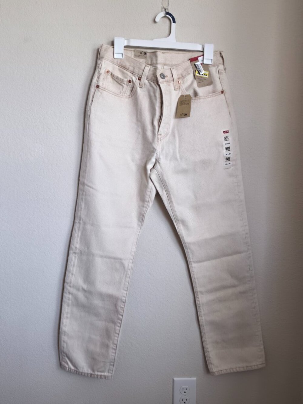 Levi's Women's 501 Original Straight Leg Cream Jeans NWT 30 x 30